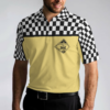 Orange prints model Relaxi Taxi Short Sleeve Polo Shirt, Black And White Checker Pattern Yellow Taxi Shirt For Men