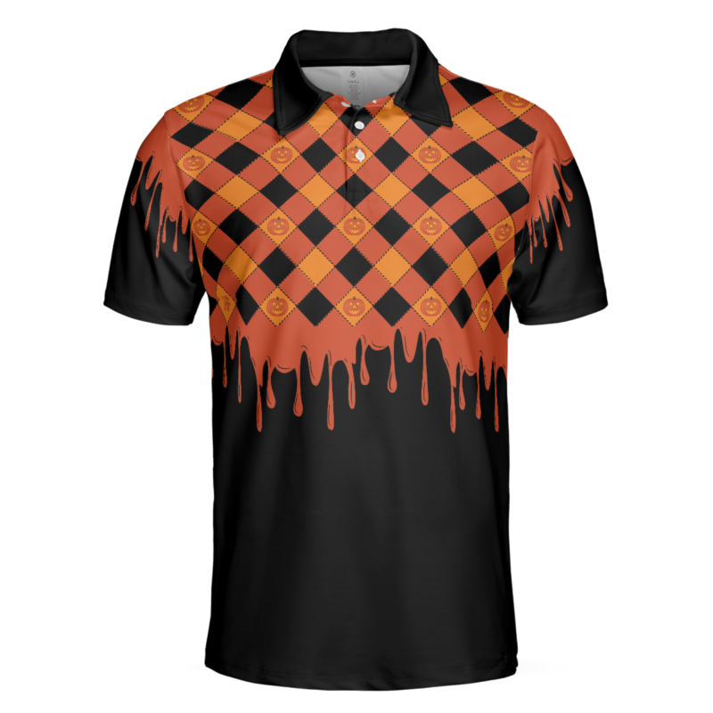 Orange prints front of Trick Or Teach Halloween Polo Shirt For Men, Best Halloween Gift For Teachers