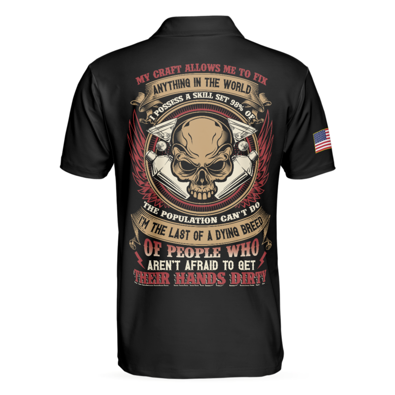 Orange prints back of Bartender My Craft Allows Me To Fix Anything Polo Shirt, Ripped American Flag Polo Shirt, Best Bartender Shirt For Men