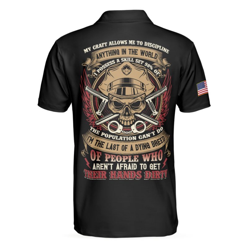 Orange prints back of Correctional Officer My Craft Allows Me To Discipline Anything Skull Polo Shirt, Ripped American Flag Polo Shirt, Officer Shirt For Men