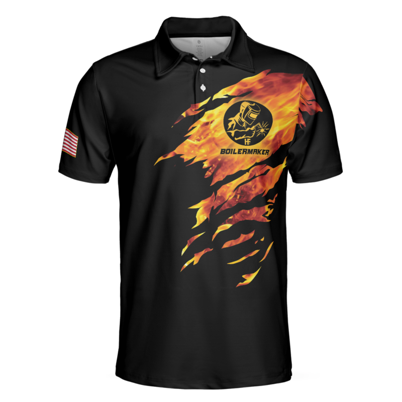 Orange prints front of Boilermaker My Craft Allows Me To Build Anything Polo Shirt, Skull Polo Shirt, Boilermaker Shirt For Men