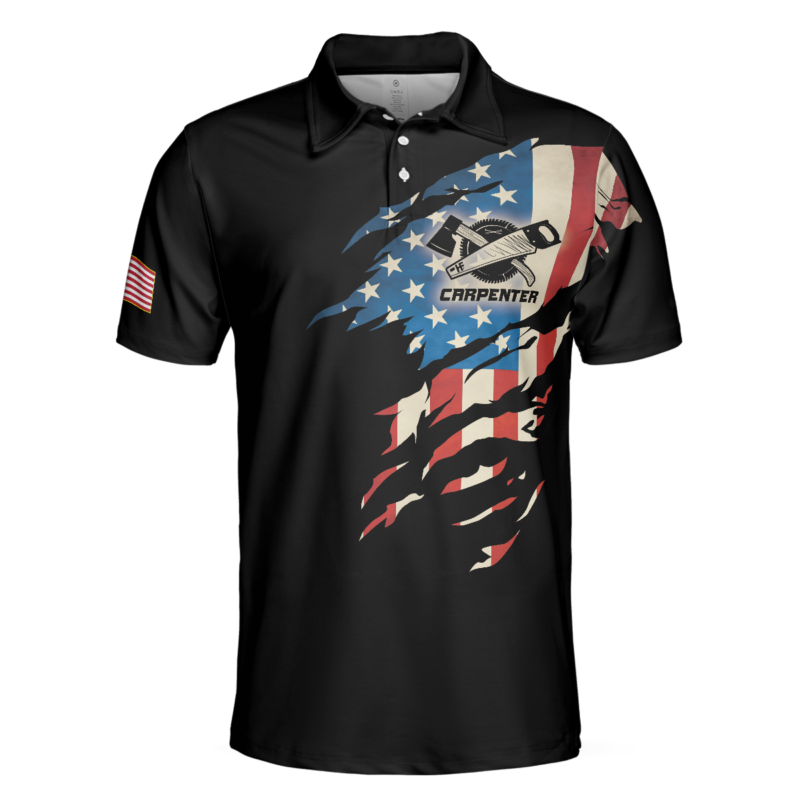 Orange prints front of Carpenter My Craft Allows Me To Build Anything Polo Shirt, Ripped American Flag Polo Shirt, Best Carpenter Shirt For Men