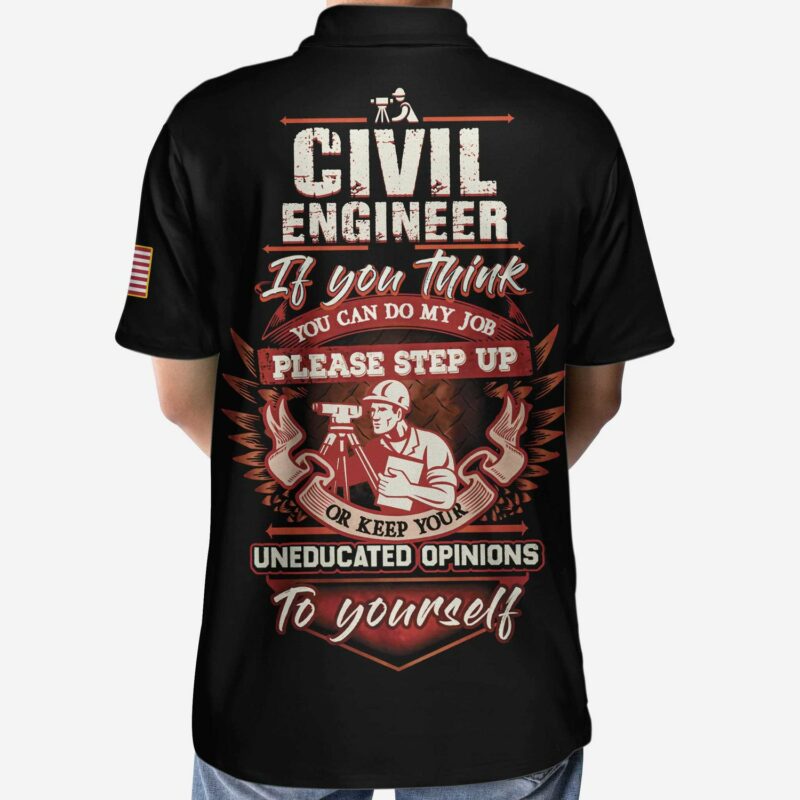 Orange prints model Civil Engineer Proud Skull Polo Shirt For Golf, If You Think You Can Do My Job Shirt, Best Engineer Shirt For Men