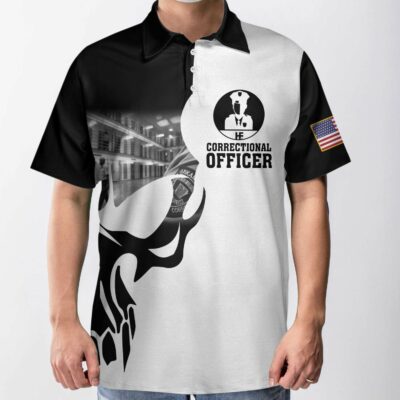 OrangePrints.com -Correctional Officer Proud Skull Short Sleeve Polo Shirt, If You Think You Can Do My Job Shirt, Officer Shirt For Men