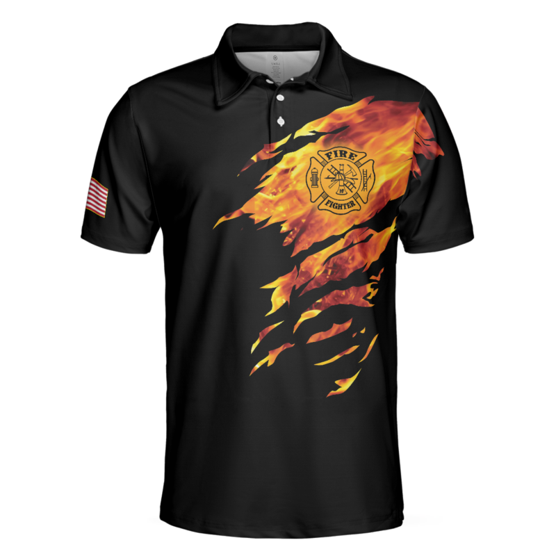 Orange prints front of Firefighter My Craft Allows Me To Save Anything Polo Shirt, Skull Firefighter Shirt For Men