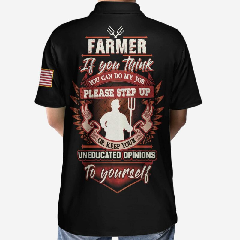Orange prints model Farmer Proud Skull Polo Shirt, American Flag If You Think You Can Do My Job Farmer Shirt For Men