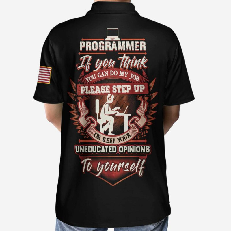 Orange prints model Programmer Proud Skull Polo Shirt, If You Think You Can Do My Job Polo Shirt, Best Programmer Shirt For Men