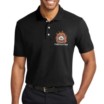 OrangePrints.com -Firefighter California Flag Custom Polo Shirt, Personalized Firefighter Shirt For Men