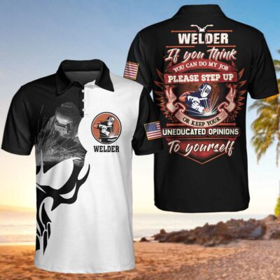 OrangePrints.com -Welder Proud Skull Polo Shirt, If You Think You Can Do My Job Polo Shirt, Cool Welder Shirt For Men