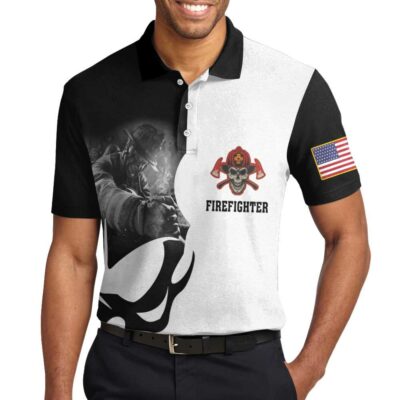 OrangePrints.com -Firefighter Proud Skull Polo Shirt, If You Think You Can Do My Job Firefighter Shirt For Men