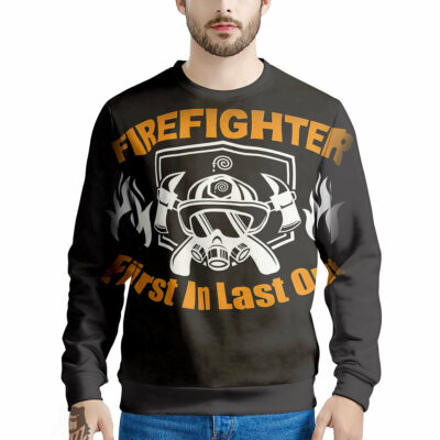 OrangePrints.com -First In Last Out Firefighter Print Men's Sweatshirt