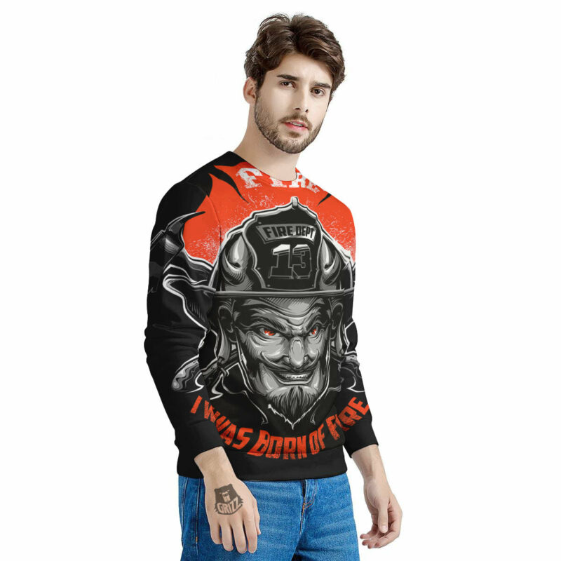 Orange prints Devil Firefighter Print Men's Sweatshirt