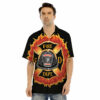 Orange prints Firefighter Emblem Flaming Print Men's Hawaiian Shirt