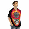 Orange prints Firefighter Skull Flaming Print Men's Hawaiian Shirt