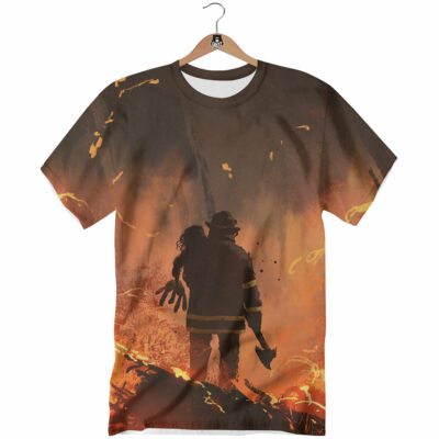 OrangePrints.com -Painting Brave Firefighter Print T-Shirt
