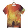 Orange prints Brave Firefighter In The Fire Print T-Shirt