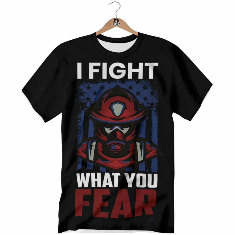 Orange prints I Fight What You Fear Firefighter Print T-Shirt