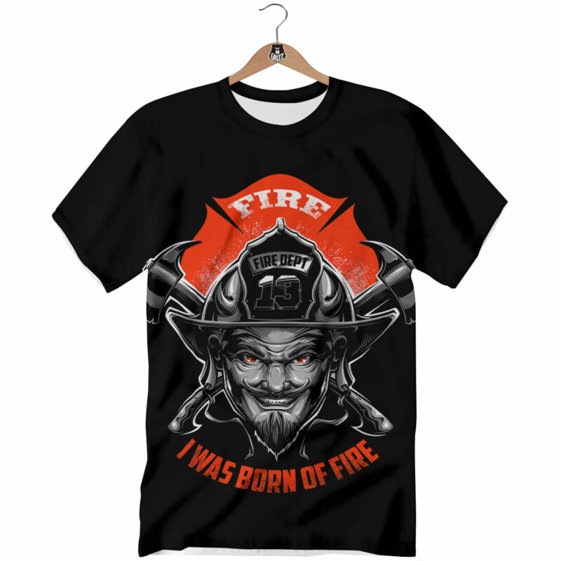 Orange prints Devil Firefighter Print T-Shirt