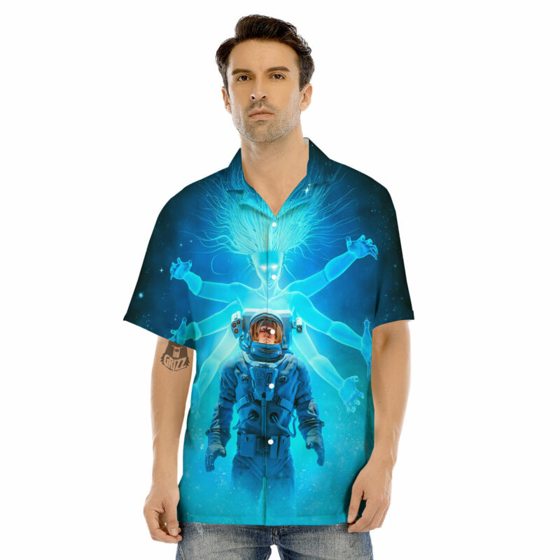 OrangePrints.com -Astronaut And Female Alien Print Men's Hawaiian Shirt