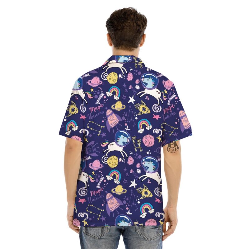 Orange prints Unicorn Space Astronaut Print Pattern Men's Hawaiian Shirt