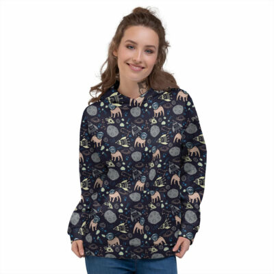 OrangePrints.com -Pug And Astronaut In The Space Print Pattern Women's Hoodie