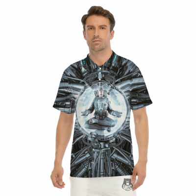 OrangePrints.com -Astronaut In Machine Print Men's Golf Shirts