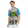 Orange prints Alien Cat Astronaut Print Men's Golf Shirts