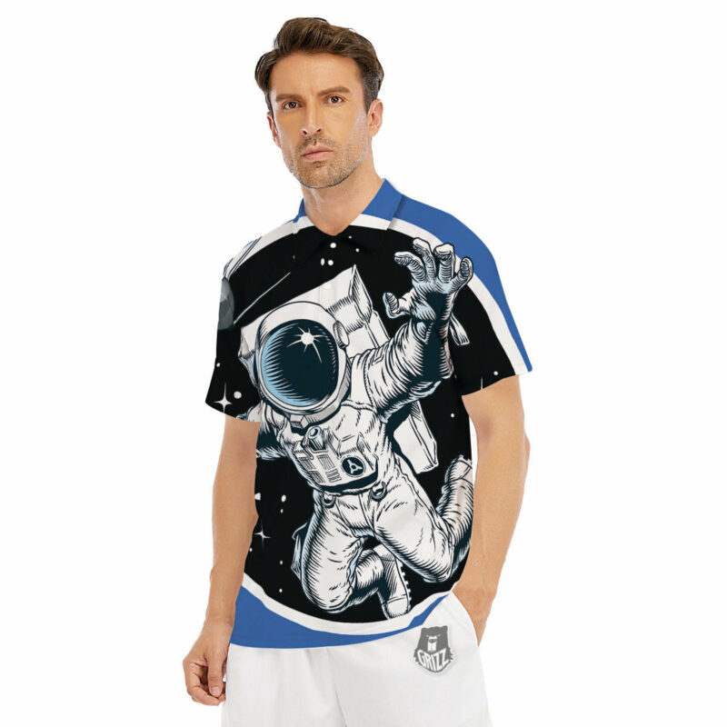 Orange prints Astronaut In The Space Print Men's Golf Shirts