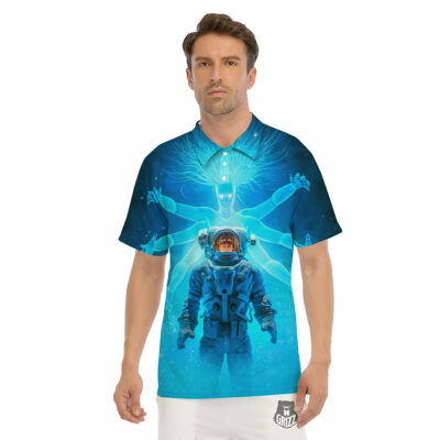 OrangePrints.com -Astronaut And Female Alien Print Men's Golf Shirts