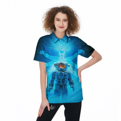 OrangePrints.com -Astronaut And Female Alien Print Women's Golf Shirts