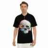 Orange prints Astronaut Skull Digital Glitch Print Men's Golf Shirts
