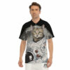 OrangePrints.com -Cat American Astronaut On The Moon Print Men's Golf Shirts