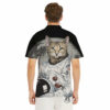 Orange prints Cat American Astronaut On The Moon Print Men's Golf Shirts