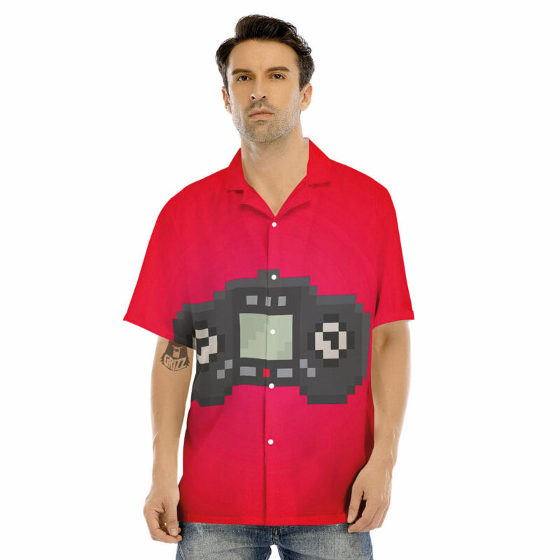 OrangePrints.com -Game Items 8-Bit Pixel Print Men's Hawaiian Shirt