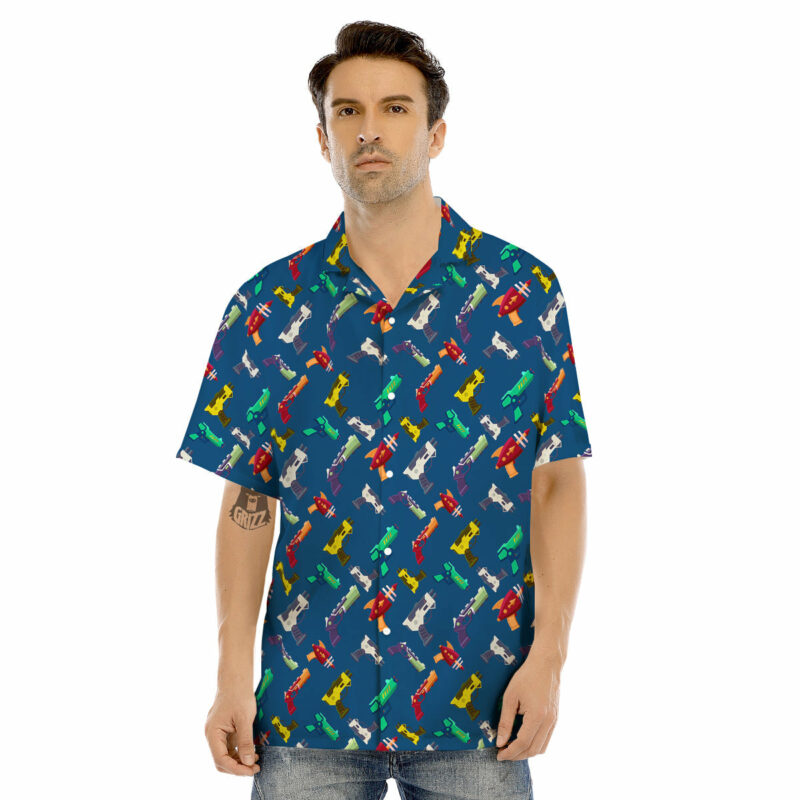 OrangePrints.com -Guns Game Colorful Print Pattern Men's Hawaiian Shirt