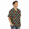 Orange prints Gadgets Video Game Print Pattern Men's Hawaiian Shirt