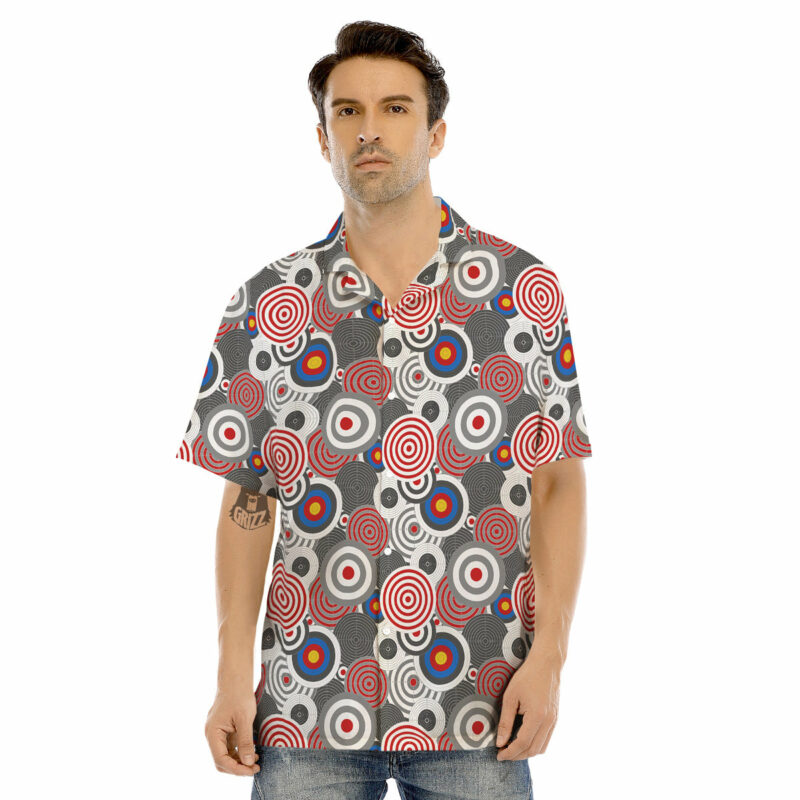 OrangePrints.com -Target Darts Board Game Print Pattern Men's Hawaiian Shirt