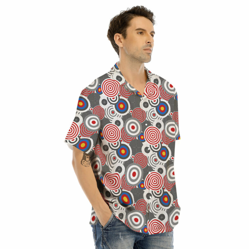 Orange prints Target Darts Board Game Print Pattern Men's Hawaiian Shirt