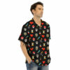 Orange prints Pixel Graphics Game Icons Print Pattern Men's Hawaiian Shirt