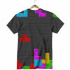 Orange prints Video Game Colorful Brick Puzzle Print T-Shirt