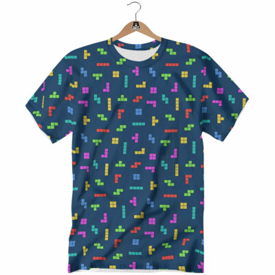 OrangePrints.com -Puzzle Game Colorful Brick Print Pattern T-Shirt