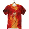 Orange prints Fire Astronaut Print T-Shirt