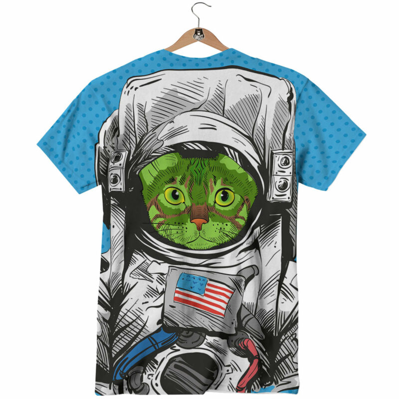 Orange prints Alien Cat Astronaut Print T-Shirt