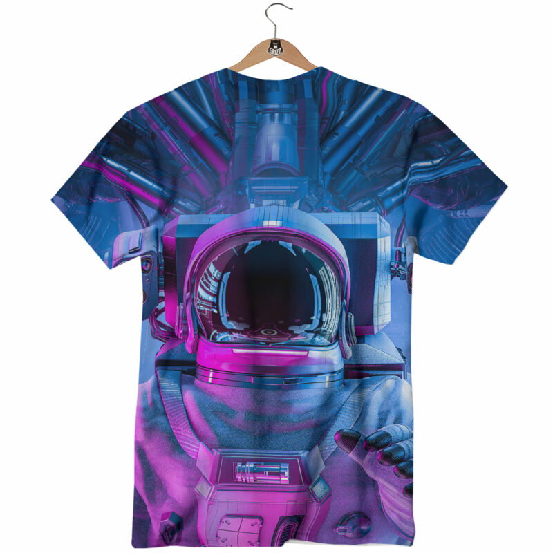 Orange prints Astronaut Futuristic Print T-Shirt