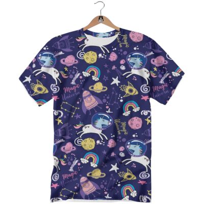 OrangePrints.com -Unicorn Space Astronaut Print Pattern T-Shirt