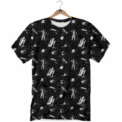 OrangePrints.com -Space Astronaut Black Print Pattern T-Shirt