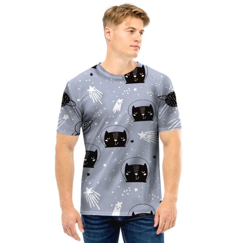 OrangePrints.com -Cute Astronaut Cat Print Men T Shirt