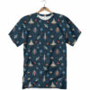 Orange prints Pixel Space And Astronaut Print Pattern T-Shirt