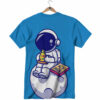 Orange prints Cute Astronaut Eating Pizza Print T-Shirt