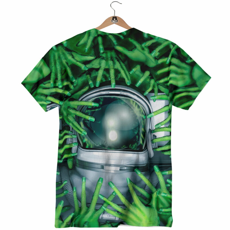 Orange prints Astronaut And Alien Sci Fi Print T-Shirt